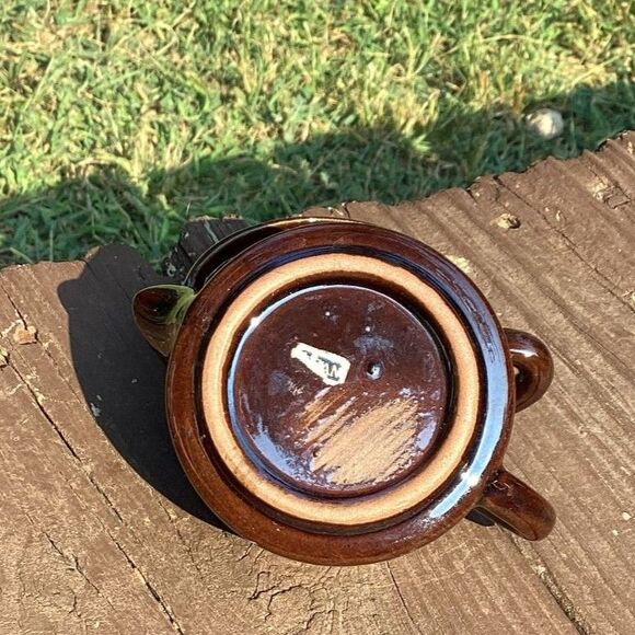 Vintage Japan Mini Creamer & Sugar, Brown Floral Hand-Painted, 1950s–70s - Picture 3 of 5